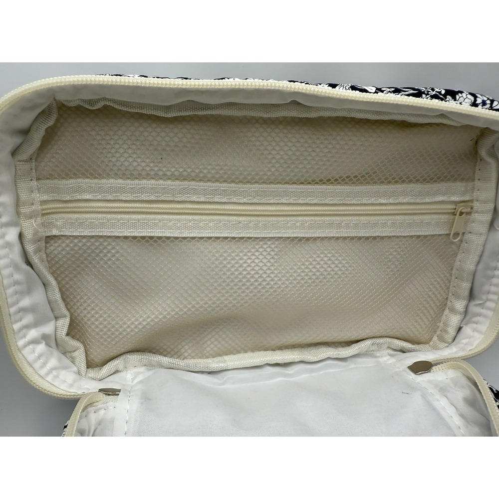 Floral Quilted Travel Cosmetic Bag Makeup Toiletry Organizer Zipper Handle Case - Picture 5 of 6
